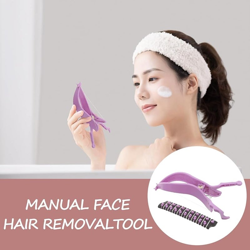 Purple Facial Hair Remover for Women Manual Epilator Portable Travel Use Sensitive Skin - Image 3